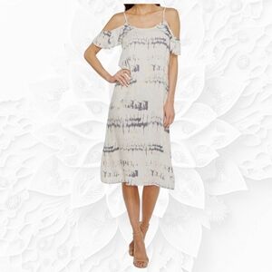 Michael Stars Michael Stars Purple Shibori Printed Flounce Slip Dress